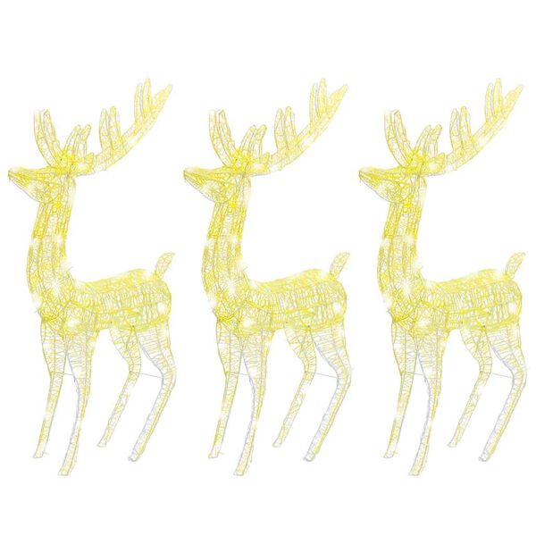 vidaXL XXL Acrylic Christmas Reindeers 250 LED 3 pcs 180 cm Warm White