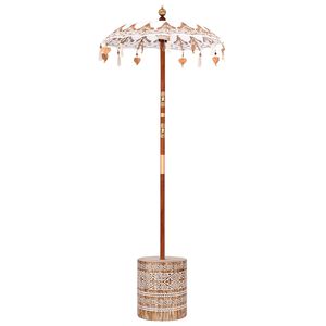 vidaXL Balinese Parasol Cream 95 x 95 x 260 cm Cotton and solid wood