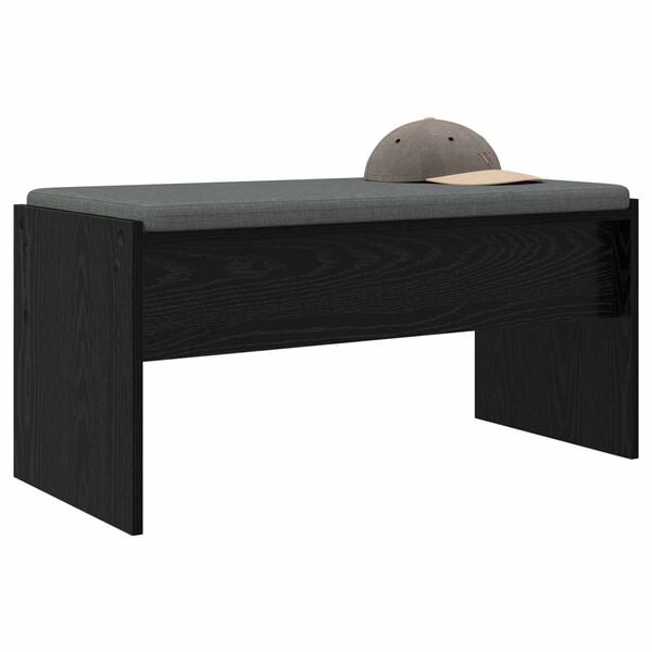 vidaXL Hall Bench with Cushion Black Oak 83 x 38 x 40 cm