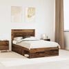 vidaXL Bed Frame with Headboard Old Wood 135 x 190 cm Solid Pine Wood