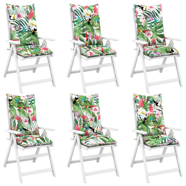 vidaXL Garden Highback Chair Cushions 6 pcs Multicolour 120x50x7 cm Fabric