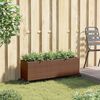 vidaXL Garden Planter with Wheels and 3 Pots Brown 107x32x38 cm Poly Rattan