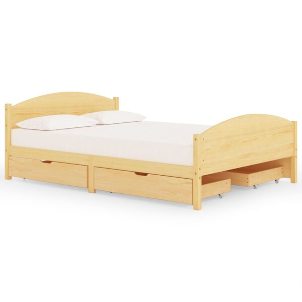 vidaXL Bed Frame without Mattress with 4 Drawers Solid Wood 140x200 cm