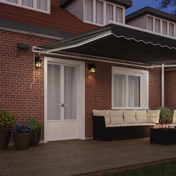 vidaXL Awning Frame with LED Strip Lights White 500 x 300 cm Aluminium