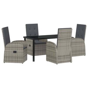 vidaXL Garden Dining Set 5 pcs Grey Poly Rattan