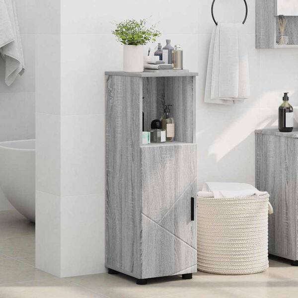 vidaXL Bathroom Cabinet with Storage Grey Sonoma 30 x 35 x 95 cm