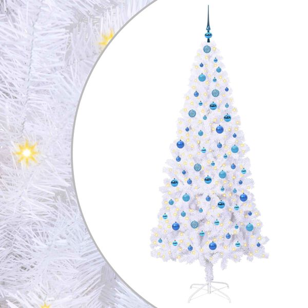 vidaXL Artificial Christmas Tree with Stand White 210 cm PVC and Steel