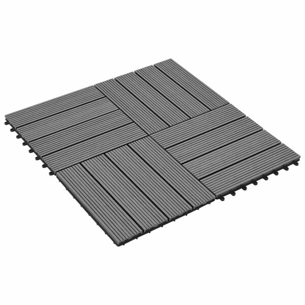 vidaXL Decking Tile 11 pcs Grey 30 x 30 cm WPC