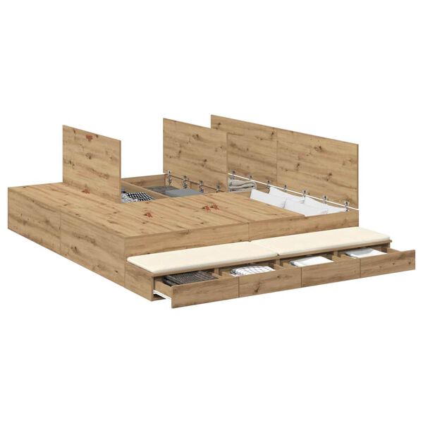 vidaXL Storage Bed Frame Artisan Oak 200 cm Engineered Wood