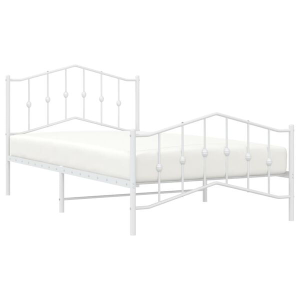 vidaXL Metal Bed Frame without Mattress with Footboard White 107x203cm