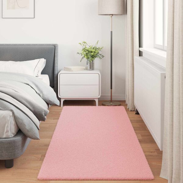 vidaXL Faux Rabbit Fur Rug Olite Pink 80 x 200 cm Polyester