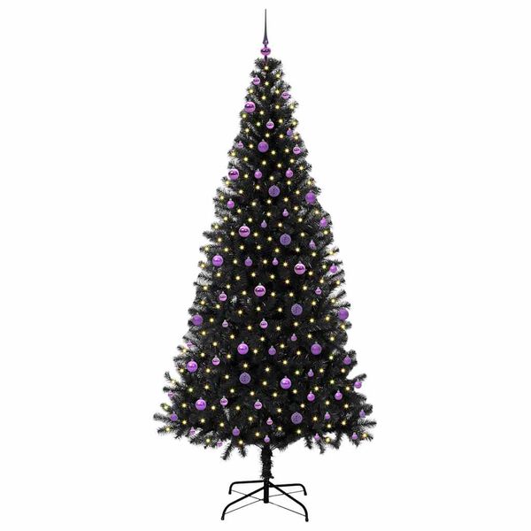 vidaXL Christmas Tree with 300 LEDs with Stand Black 240 cm PVC