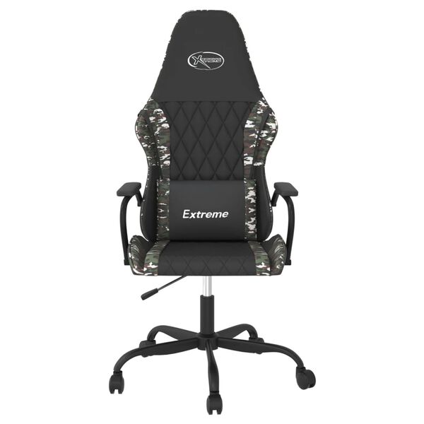 vidaXL Massage Gaming Chair Black and Camouflage Faux Leather