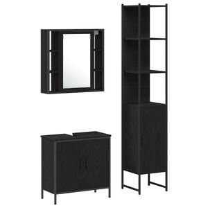 vidaXL Bathroom Vanity Units 3 pcs Black 33 x 33 x 185.5 cm