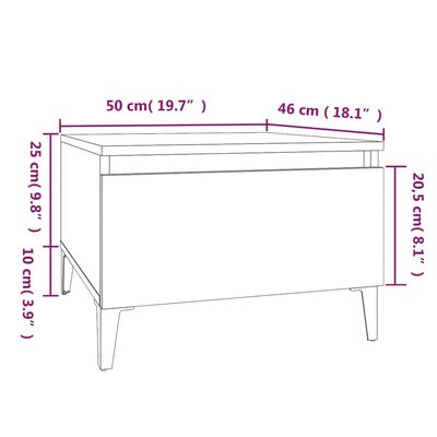 vidaXL Side Table High Gloss White 50x46x35 cm Engineered Wood