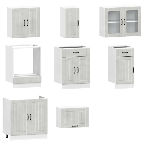 vidaXL 8 Piece Kitchen Cabinet Set Lucca Concrete Grey Engineered Wood