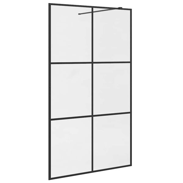 vidaXL Walk-in Shower Wall with Clear ESG Glass 115x195 cm Black