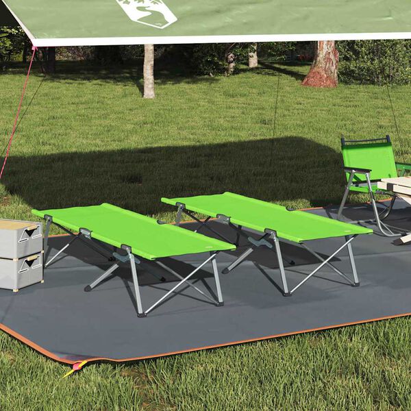 vidaXL Folding Camping Bed Folding 2 pcs Dark green 62 x 194 x 42 cm