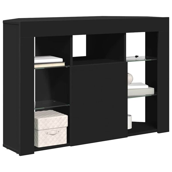 vidaXL Corner LED TV Cabinet Black 100x40x68cm Engineered Wood