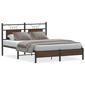 vidaXL Bed Frame without Mattress Brown Oak 137x190 cm Engineered Wood