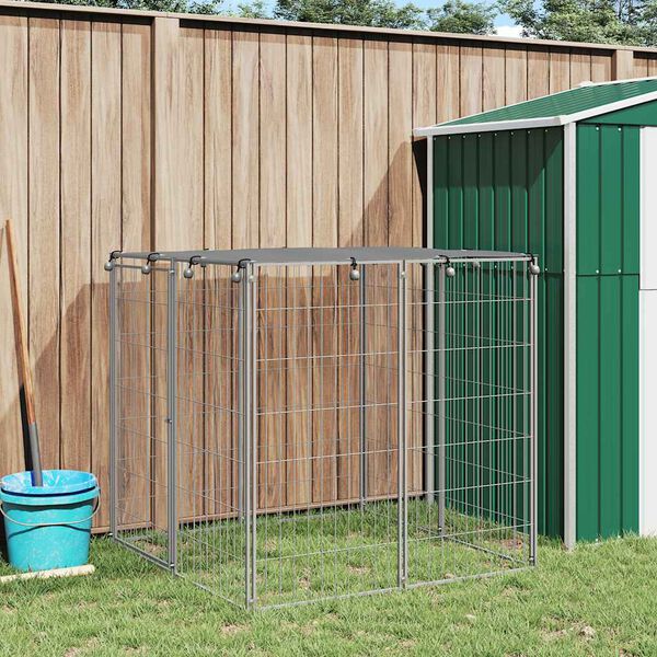 vidaXL Dog Kennel Silver 110x110x110 cm Steel