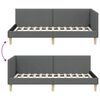 vidaXL Corner Bed Frame with Headboard Dark Grey 90 cm x 190 cm Velvet