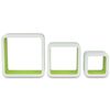 3 White-green MDF Floating Wall Display Shelf Cubes Book/DVD Storage