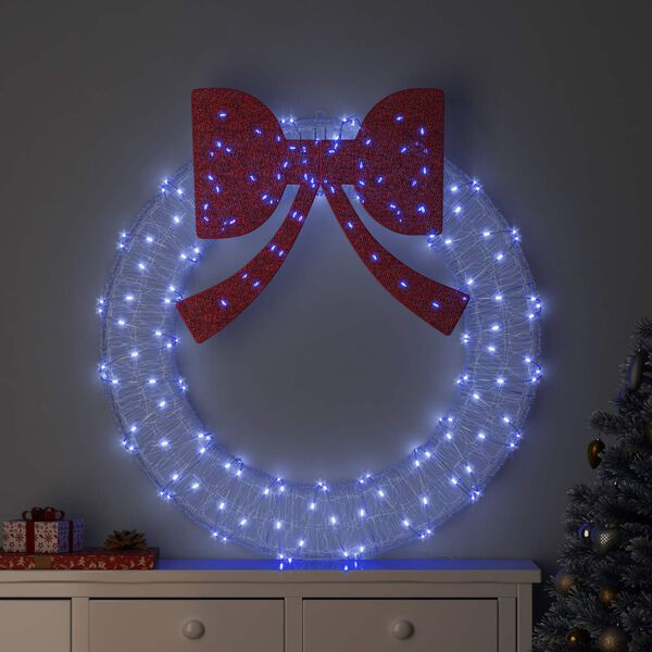 vidaXL Wreath with 150 LEDs Blue 120 cm Acrylic