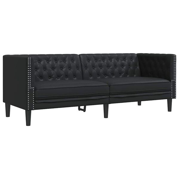 vidaXL Living Room Couch 3 pcs Black 194 x 74.5 x 70.5 cm Faux Leather