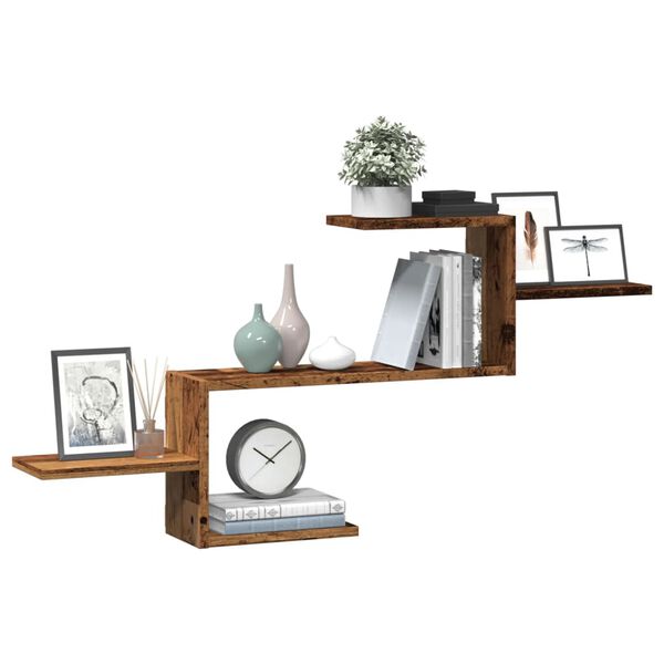 vidaXL Wall Shelf Old Wood 104x15x49 cm Engineered Wood