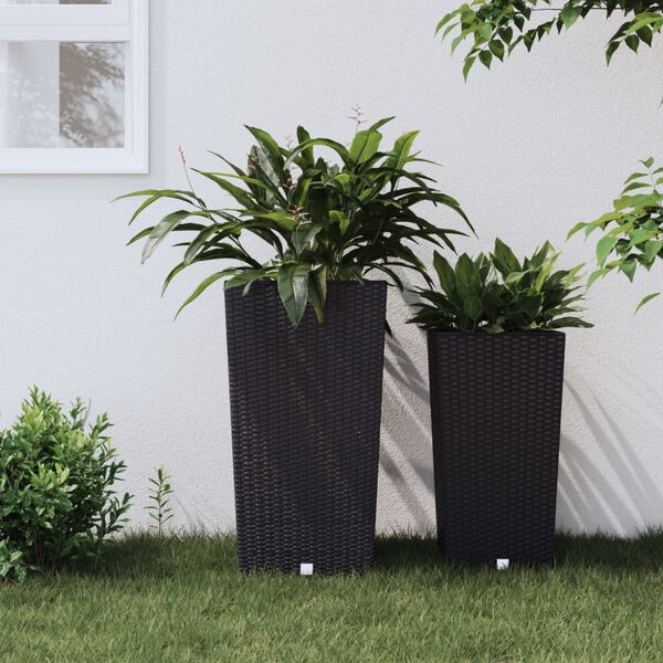 vidaXL Planter with Removable Inner Anthracite 21 / 49 L PP Rattan
