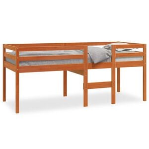 vidaXL High Sleeper Bed without Mattress Wax Brown 90x200 cm Solid Wood
