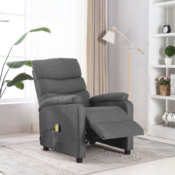 vidaXL Wing Back Massage Chair Light Grey Fabric