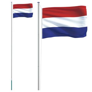 vidaXL Netherlands Flag and Pole 6.23 m Aluminium