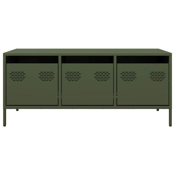 vidaXL Coffee Table Olive Green 101.5x50x43.5 cm Cold-rolled Steel