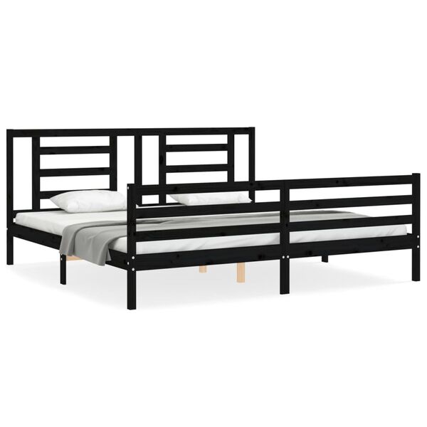 vidaXL Bed Frame without Mattress Black 200x200 cm Solid Wood