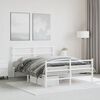 vidaXL Metal Bed Frame without Mattress with Footboard&nbsp;White 140x190cm