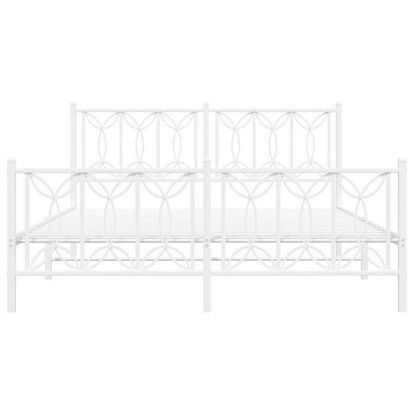 vidaXL Metal Bed Frame without Mattress with Footboard White 150x200cm