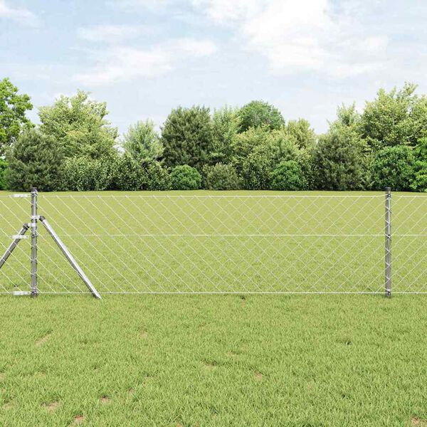 vidaXL Fence Post Silver 10 x 0.4 m (60 x 60 mm mesh) Steel