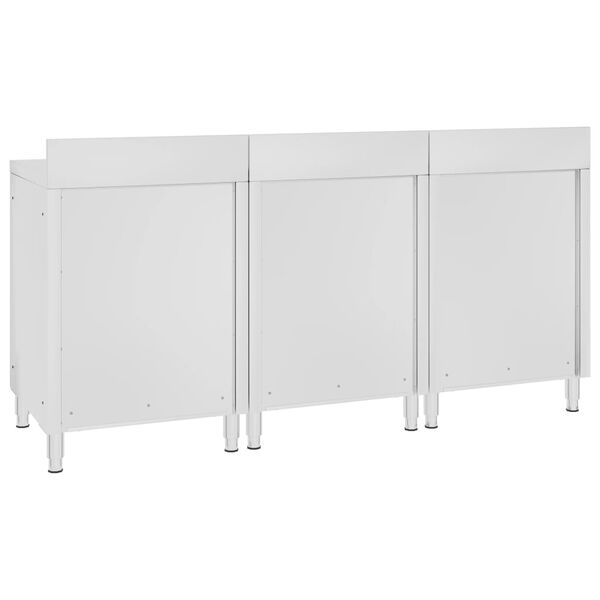 vidaXL Commercial Work Table Cabinet 180x60x96 cm Stainless Steel