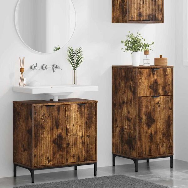 vidaXL Bathroom Furniture Set 2 pcs Smoked oak Engineered wood