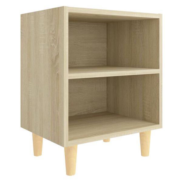 vidaXL Bed Cabinet with Solid Wood Legs Sonoma Oak 40x30x50 cm