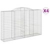 vidaXL Arched Gabion Baskets 4 pcs 300x50x180/200 cm Galvanised Iron