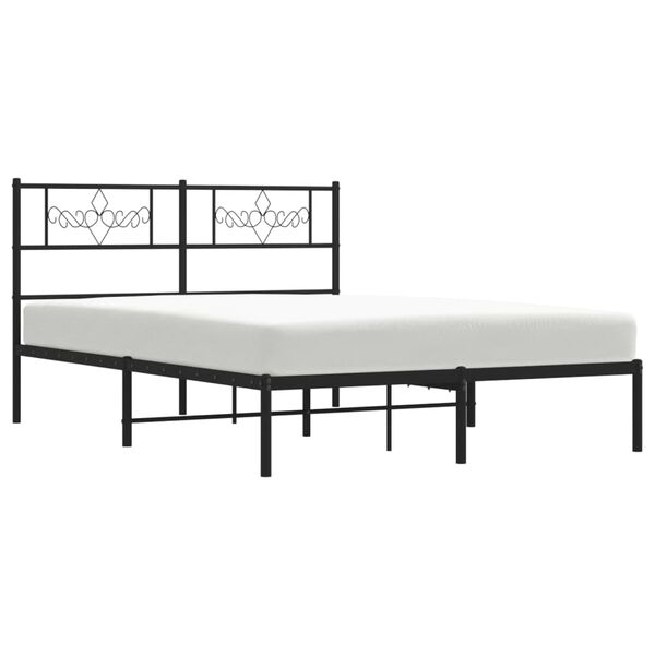 vidaXL Metal Bed Frame without Mattress with Headboard Black 120x200cm