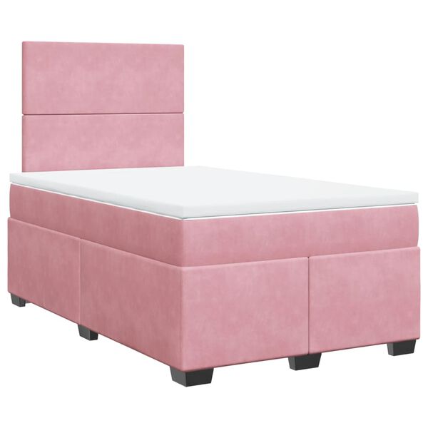 vidaXL Box Spring Bed with Mattress Pink 120x190 cm Small Double Velvet