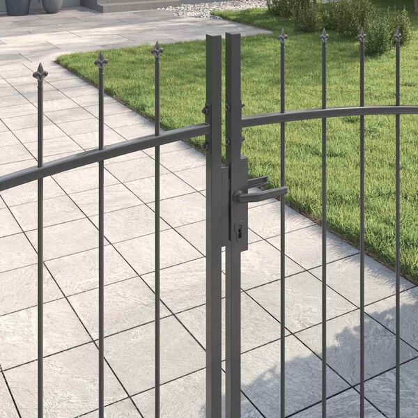 vidaXL Double Gate with Lock Grey 400 x 174.5 cm Steel