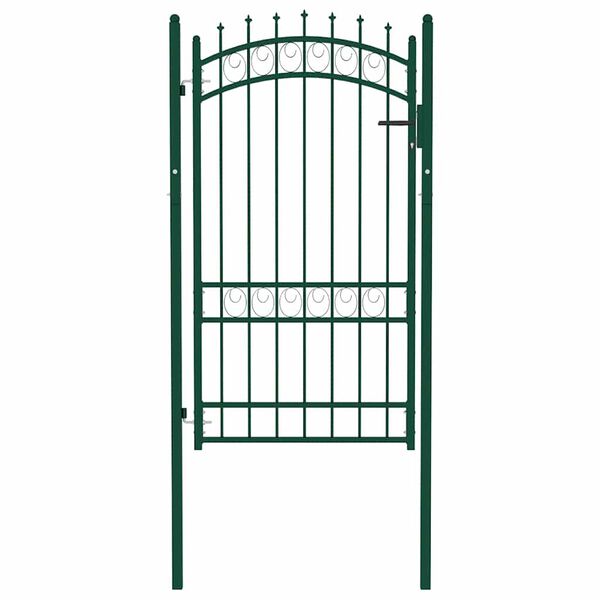 vidaXL Fence Gate Emmen with Spikes Steel 103x134.5 cm Green