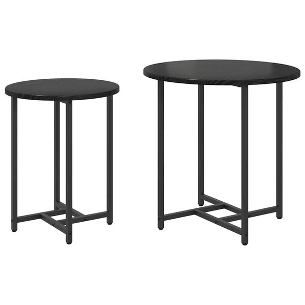 vidaXL Side Table Set 2 pcs Black Oak