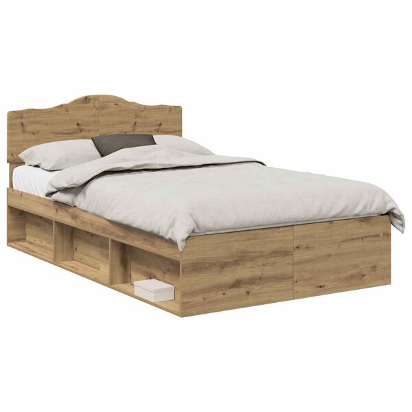 vidaXL Bed Frame Artisian Oak 120 x 200 cm Solid Pine Wood