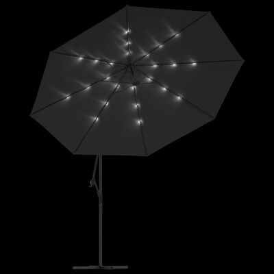 vidaXL Cantilever Umbrella with LED Lights Black 350 cm